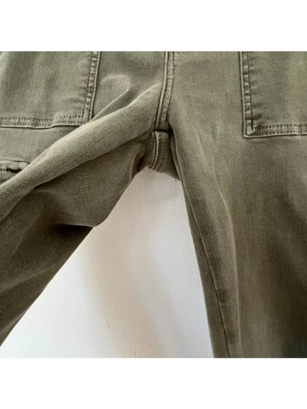 All Saints Womens Jeans Olive Green Military Distressed Indie Grunge Raw Hem - Picture 8 of 16